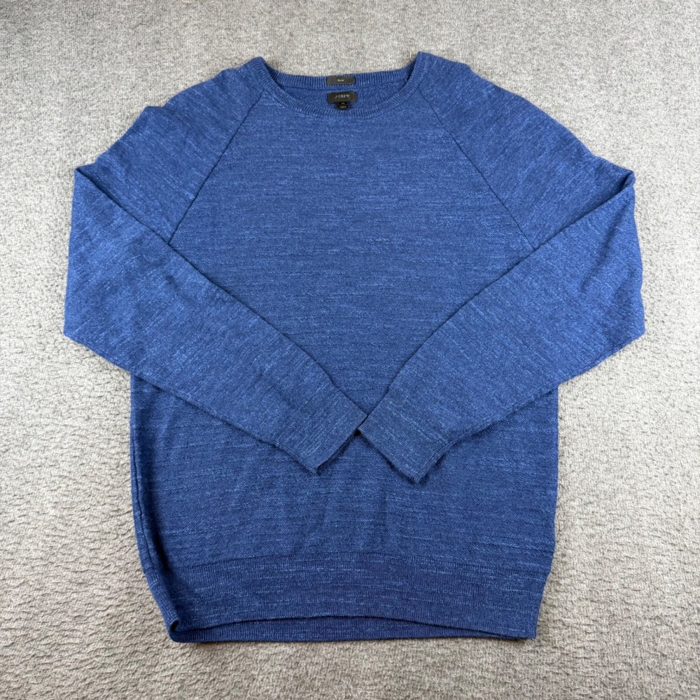 J.Crew Sweater Men's Medium Blue Slim Fit Cotton Crew Neck Raglan Sleeve